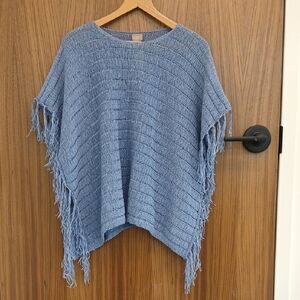 CHICO'S Fringed Poncho Sweater SZ OS